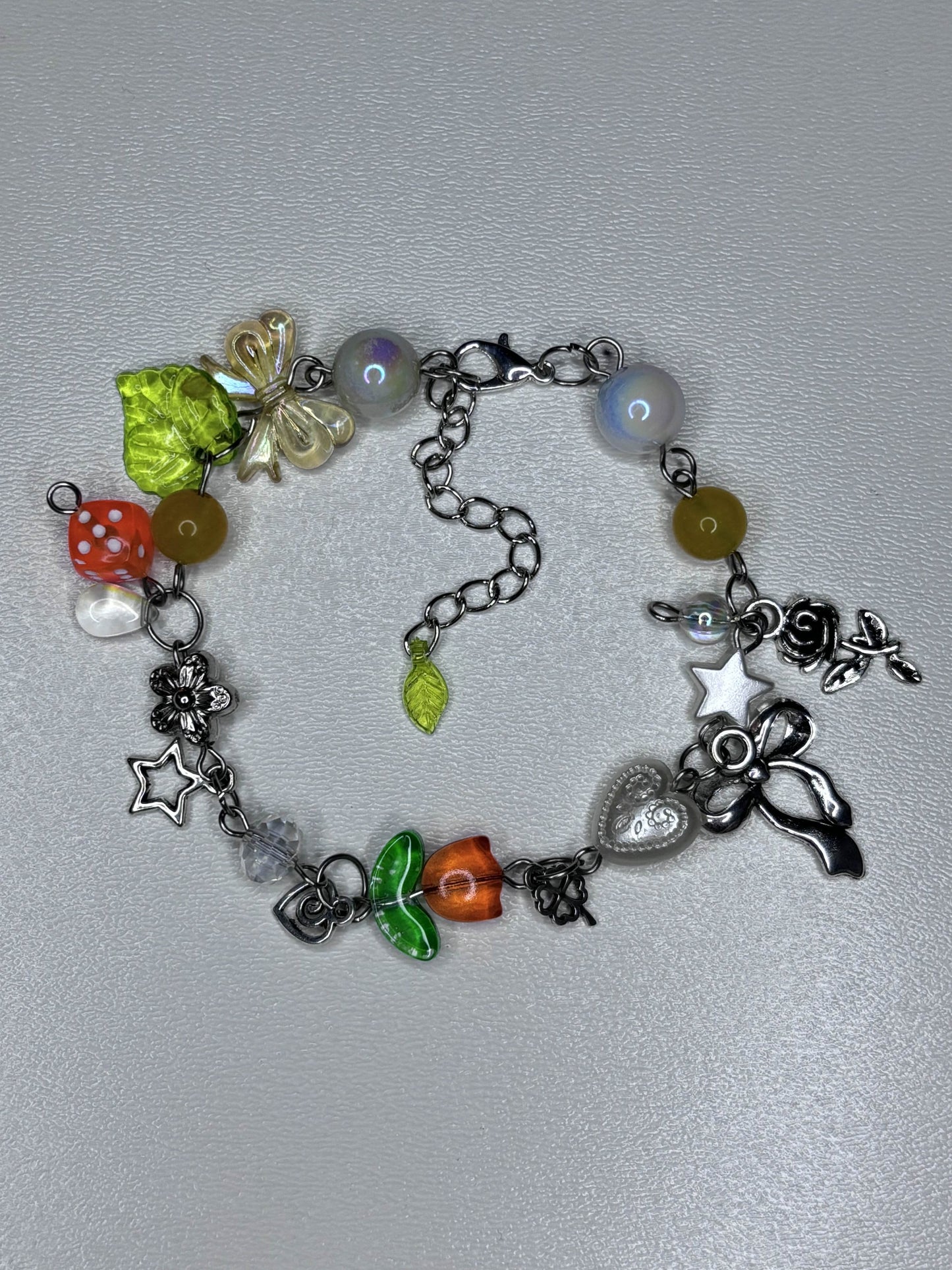 Orange Tulip Beaded Bracelet