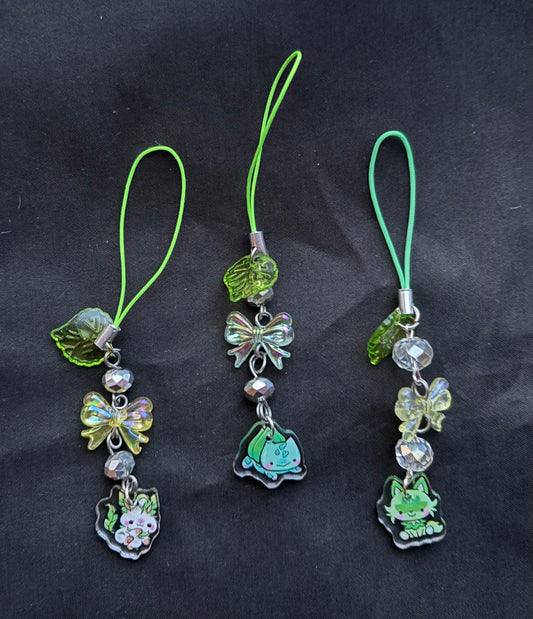 Grass Pokemon Themed Binder/Phone Charms