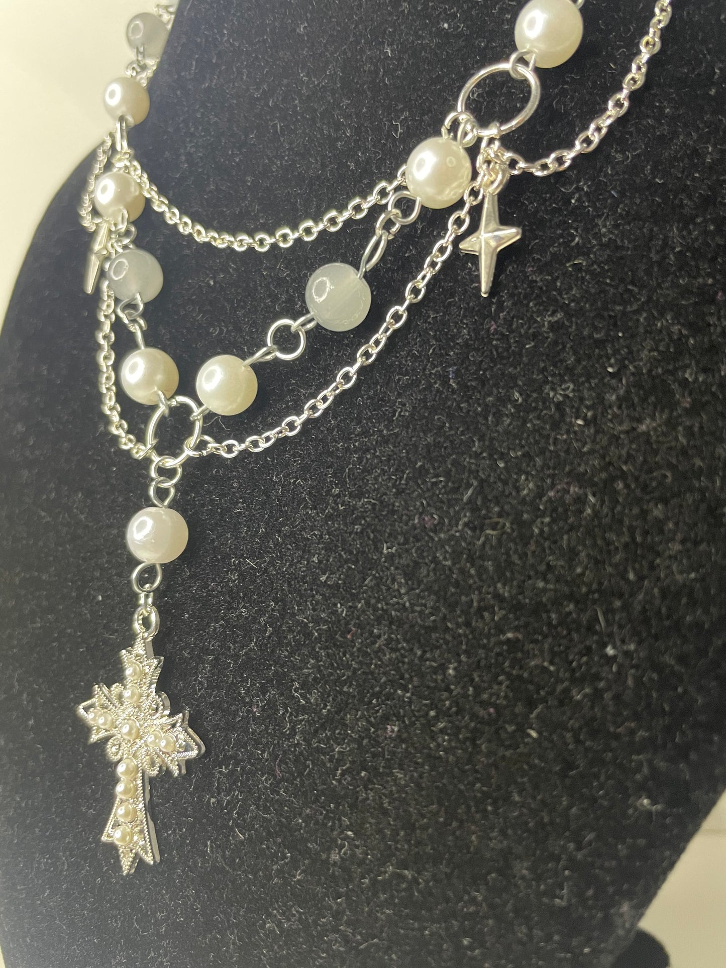 Pearl Cross Choker Necklace