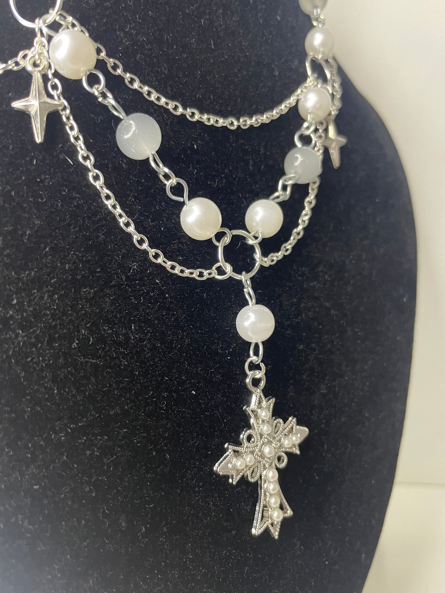 Pearl Cross Choker Necklace