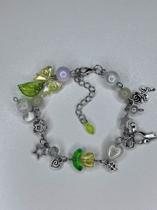 Yellow Tulip Beaded Bracelet