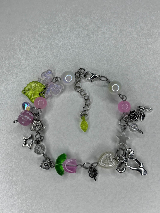 Pink Tulip Beaded Bracelet
