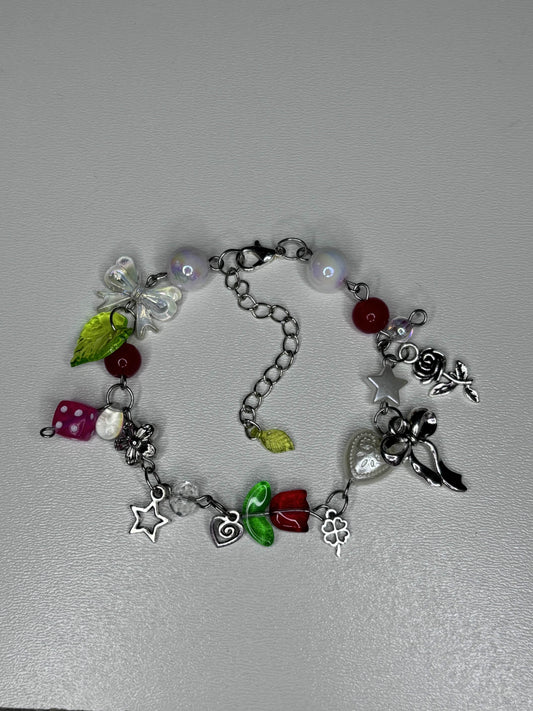 Red Tulip Beaded Bracelet