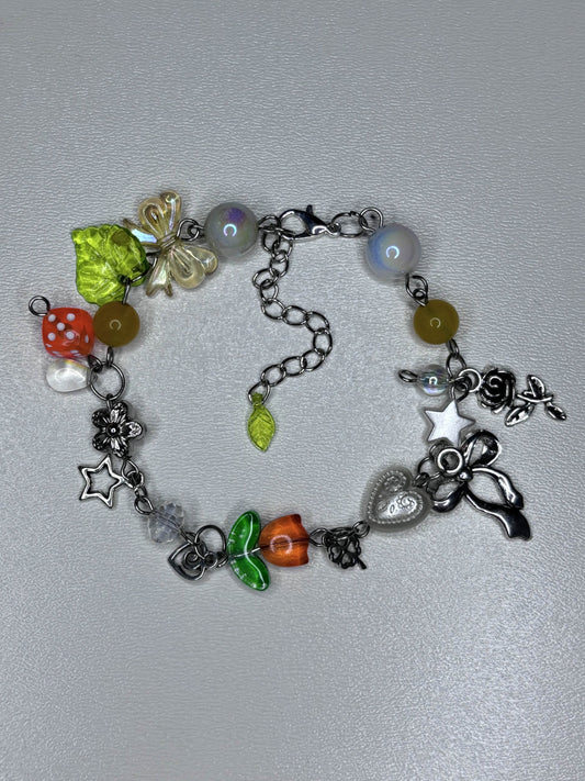 Orange Tulip Beaded Bracelet